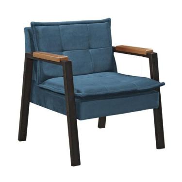 Imagem de Poltrona Decorativa Ferro Estilo Industrial Fortaleza - GDecor, Velutt
