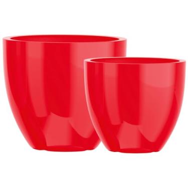 Imagem de Kit 2 Vasos Cachepot Fibra Vidro 57cm E 45cm Plantas Cores (Vermelho)