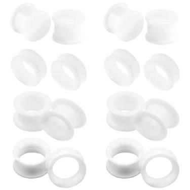 Imagem de Heuvipens 16 tampões auriculares de silicone espesso flexível branco preto varia o tipo de alargador de orelha para piercing de lóbulo expansor de orelhas, 6 g - 2,5 cm, 13/16" (20mm), Metal, Sem