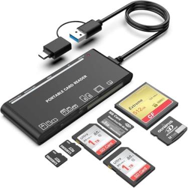 Imagem de Leitor de cartão de memória 7 em 1 USB C USB SD para SD TF CF XD MS, SD e para iPhone/iPad/MacBook/Samsung/PC Leitor de cartão SD para PC Plug and Play