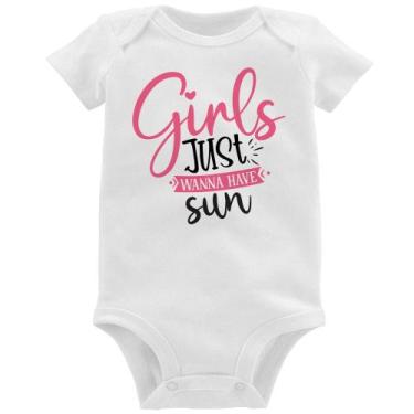 Imagem de Body Bebê Girls Just Wanna Have Sun - Foca na Moda, Branco, G