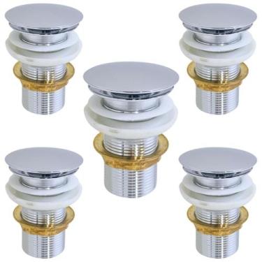 Imagem de Kit 05 Válvula Ralo Click 1.1/4 Metal P/ Pia e Cuba Cromada - Montelar