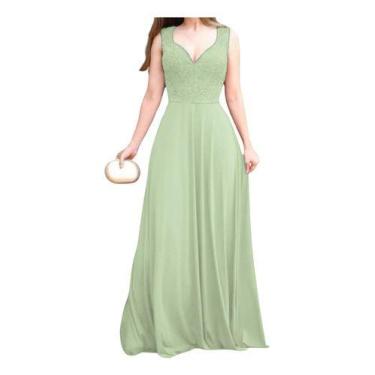 Imagem de Vestido De Festa Longo Para Madrinha Com Renda No Busto - Casual Dress