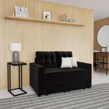 Imagem de Sofá 2 Lugares Retrátil Mainz Suede Preto 140 cm