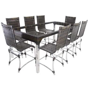 Imagem de 8 Cadeiras E Mesa Haiti Alumínio Cozinha Trama Original Pedra Ferro