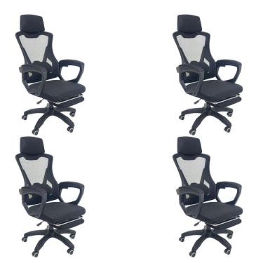 Imagem de Kit 4 Cadeiras de Escritório Presidente Executiva Oficial Supreme Preto
