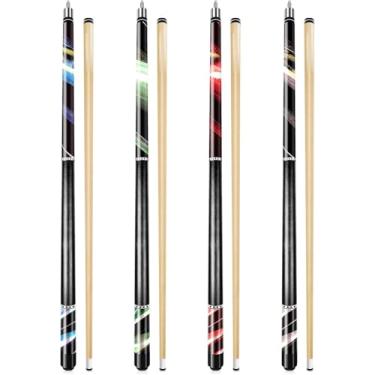 Imagem de Wakefa Conjunto de 4 bastões de sinuca de 147 cm, tacos de sinuca com ponta de 13 mm para bar doméstico, bastões de mesa de sinuca de madeira de bordo para jogadores profissionais de bilhar 46 19 20