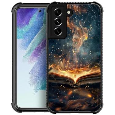 Imagem de CARLOCA Capa para Samsung Galaxy S21 FE, livro de imagens, estampa de chamas mágicas, design moderno para meninas, à prova de choque, antiarranhões, capa traseira rígida de policarbonato para Samsung