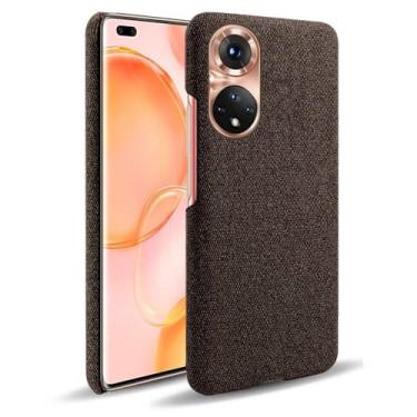 Imagem de Capa para Honor 50 Pro,Capa desenhada em lona,Case Protetora Ultrafina com Empunhadura Macia,Design em Tecido Antichoque e Antiarranhões-Brown