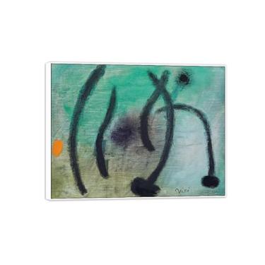 Imagem de MUHJDYC Joan Miró Imagem de arte de parede em tela - reprodução de obras de arte famosas abstratas - pinturas com moldura branca para decoração de sala de estar (Crepúsculo) 70 x 90 cm - 27 x 35 pol