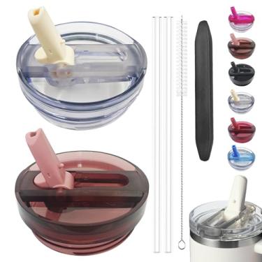 Imagem de Pacote com 2 tampas de canudo destacável de 1,134 g para Stanley Quencher ProTour, à prova de vazamento para tampa Stanley de substituição, à prova de derramamento, reutilizável, compatível com copo