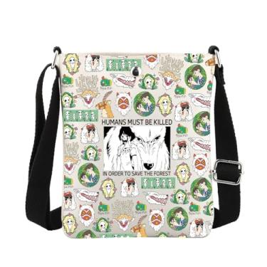 Imagem de MBMSO Bolsa tiracolo para amantes de anime lobo princesa San presente para fãs de mangá anime Kodama floresta espírito presente Elfos máscara bolsa punhal, Bolsa tiracolo Forest Spirit, Small