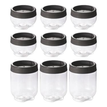 Imagem de Kit 9 Potes Gire e Trave Empilháveis com Rosca 6 organizadores 155 ml 