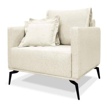 Imagem de Poltrona Para Sala Pés De Metal Vecchia S06 Linho Natural - Mpozenato