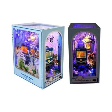 Imagem de De Madeira Diy Livro Nook Prateleira Inserção Mini Casa De Boneca 3d E