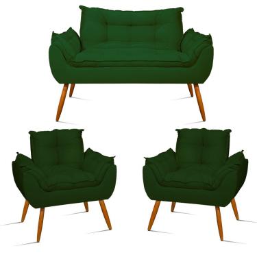 Imagem de Kit Namoradeira + 2 Poltronas Opala verde