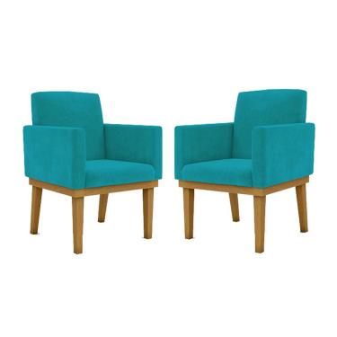 Imagem de Kit 02 Cadeiras C/Base Mesa/Estudos Poltrona Azul/Turquesa