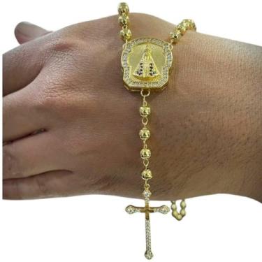 Imagem de Terço Nossa Senhora Corrente 5Mm Cadeado + Pingente Cruz - Tojoia18K