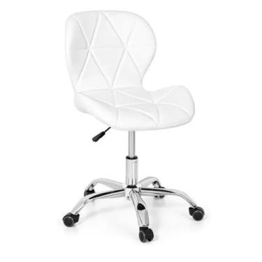 Imagem de Cadeira De Escritório Acolchoado Giratório Ergonômico Confortável Design Moderno Para Escritórios Domésticos E Espaços De Trabalho(Branco)