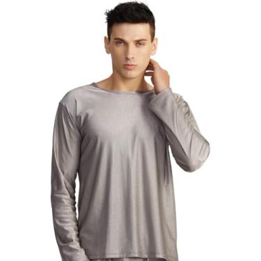 Imagem de Pijamas Anti-radiação Ternos 100% Fibra De Prata Conjuntos De Roupas íntimas Térmicas Soldagem Emf Blindagem Long Johns, Top, 4XL