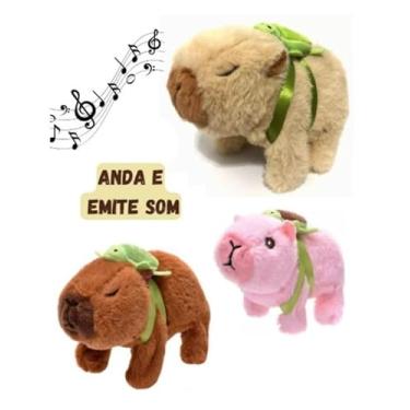 Imagem de Pelúcia Capivara Filó com Mochila de Tartaruga – Antialérgica, Criativa e Super Fofa (Rosa)