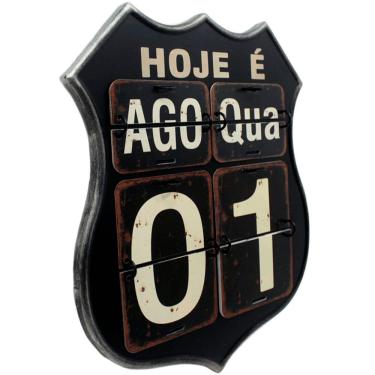 Imagem de Calendário Americano Route Em Metal Vintage Flip Preto 40cm