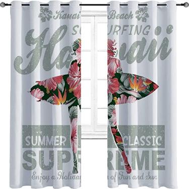 Imagem de Cortinas blackout Havaí para quarto - Isolamento térmico, economia de energia e redução de ruído, cortina de sombra superior com anel trançado de redução de ruído de três camadas, L 213 cm x C 213 cm