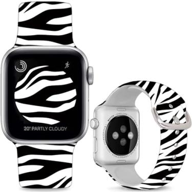 Imagem de Sjiangqiao Pulseiras de silicone macio compatíveis com Apple Watch de 38 mm, 40 mm, 41 mm e 42 mm (série 10), iWatch SE/SE2, pulseiras esportivas de substituição compatíveis com iWatch séries 10, 9, 8