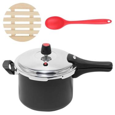 Imagem de Panela Pressão 4,5L Fechamento Externo + Descanso + Colher - Marcolar
