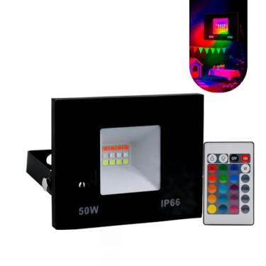 Imagem de Refletor Led Holofote 50w Bivolt Rgb Colorido C/Controle