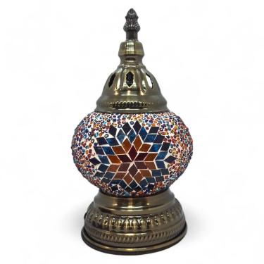 Imagem de Abajur Turco Mosaico Metal Vidro Bola Colorida Bivolt 22 cm