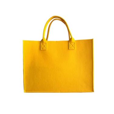 Imagem de DxXU SewLife 1 bolsa de feltro para mercearia, bolsa portátil grande, reutilizável, para lembrancinhas de festa, academia, praia, artesanato DIY (10. Amarelo)