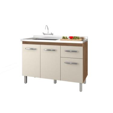 Imagem de Balcão de Cozinha Sem Tampo 3 Portas 1 Gaveta 120cm Anita - SSX Multic