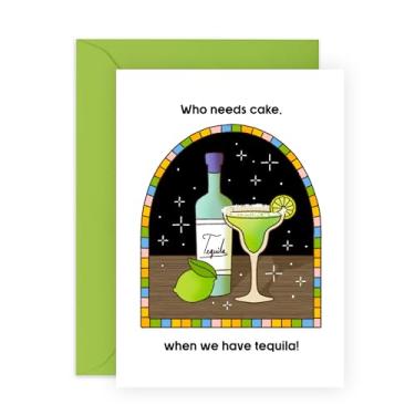 Imagem de CENTRAL 23 Cartão comemorativo - "TEQUILA OVER CAKE" - Perfeito para celebrar com um toque divertido de tequila e design bem-humorado - Ideal para amantes de tequila, amigos, familiares, melhores