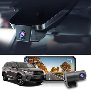 Imagem de Fitcamx Câmera de painel frontal 2K e traseira 1080P adequada para Toyota Highlander 2017 2018 2019 LE Limited L XLE Platinum (Gen3), visual OEM, vídeo HD duplo, gravação em loop WiFi, sensor G, fácil