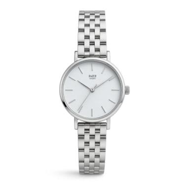 Imagem de Bazeli Relógio Feminino Ipanema Prata, Caixa 28 mm, Mostrador Branco Minimalista com Marcadores Prateados, Pulseira Aço Inox Prateado, Quartzo Japonês, Vidro Mineral