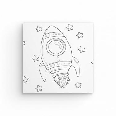 Imagem de Tela Para Pintura Infantil Colorir Pintar Canvas 20x20cm (Foguete)