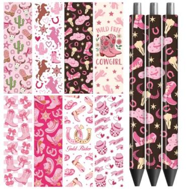 Imagem de Peacoblue Adesivo de transferência UV DTF para caneta Cowgirl - 48 peças à prova d'água com impressão HD UV DTF para caneta lápis personalizada faça você mesmo artesanato decorativo presentes para o