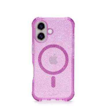 Imagem de Customic Capinha Case Capa para Celular iPhone 16 (6.1"), Impactor Space Anti Impacto Proteção Militar 4 metros contra quedas, Compatível Mag-Safe, Antiamarelamento, Transparente com Glitter Rosa