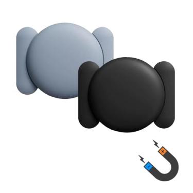 Imagem de Frylaa Capa com suporte magnético para AirTag, 2 peças de capa protetora oculta de silicone macio com suporte magnético forte para rastreador GPS para superfície de metal para carro/Vechiles/caminhão