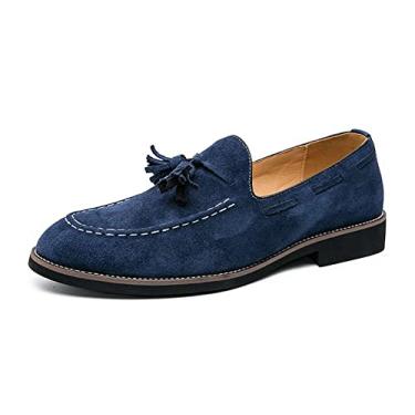 Imagem de mitvr Sapatos Sociais Masculinos Oxford De Couro Legítimo, Mocassins Confortáveis, Azul, 45Eu=10,5 M Eua