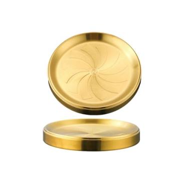 Imagem de Prato de camada dupla de sobreposição de aço inoxidável acompanhamentos requintados - ouro 23 cm