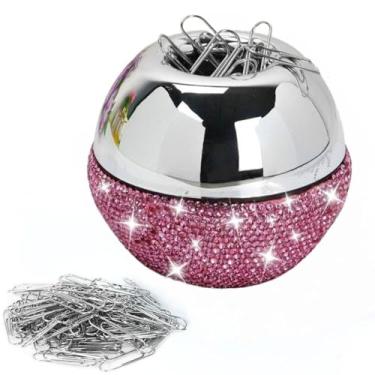 Imagem de Suportes de clipe de papel para mesa, 100 peças de clipes de papel luxuosos, grampos de papel prateados pequenos de 2,5 cm com tampa magnética, materiais de mesa de escritório