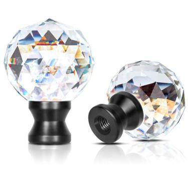 Imagem de Lamp Finial Benaep Crystal 1/4-27 Lamp Cap Knob Clear 2 peças