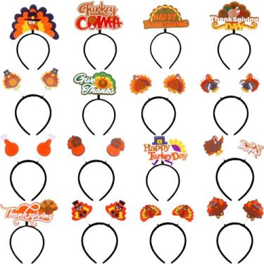Imagem de Cotiny 16 Pcs Thanksgiving Turkey Headbands Turkey Head Boppers Thanksgiving Hair Accessories for Thanksgiving Holiday Party Favor