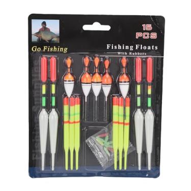 Imagem de Luqeeg Kit de boia de pesca com cores fluorescentes e marcadores de alto contraste, boias de pesca de plástico de alta sensibilidade para lagos, riachos, peixe-gato, peixe, truta, robalo