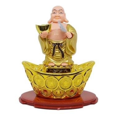 Imagem de Laughing Buddha Statue for Home Decor Items Feng Shui Solar Buddha Moving Head Waving Fan Idol for Car Dashboard Showpieces Gifts for Men and Women Diwali Gift Item Pack of 1 (Big)