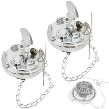 Imagem de Jkorkm 2 tampas de combustível diesel 11-04859-100, tampas de tanque de gás de alumínio estilo alavanca com chaves, substituição para caminhões Peterbilt 330 379 389 579 587 1972-2017 substitui 11