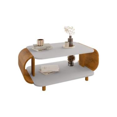 Imagem de Mesa de Centro Sala Floripa com Pés de Madeira Maciça - Móveis Bechara