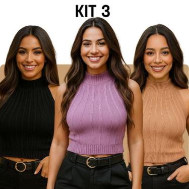 Imagem de Kit 3 Regatas Tricot Modal Alto Relevo - Vitrine Collection, Lavanda, 